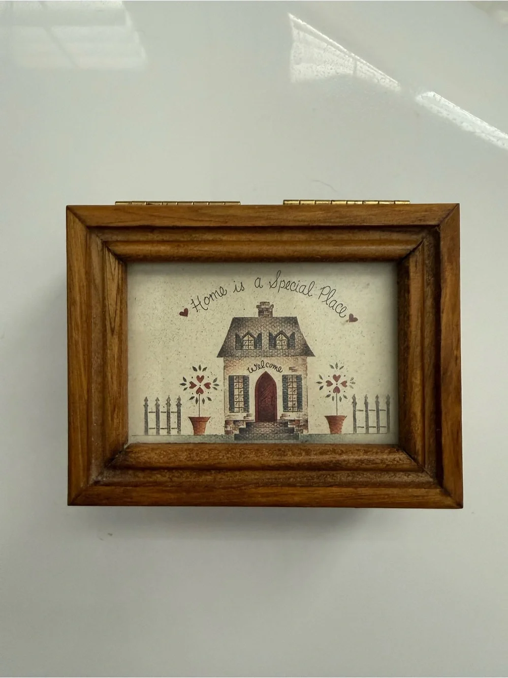 Brown Wood Trinket Box with 'Home is a Special Place' Artwork